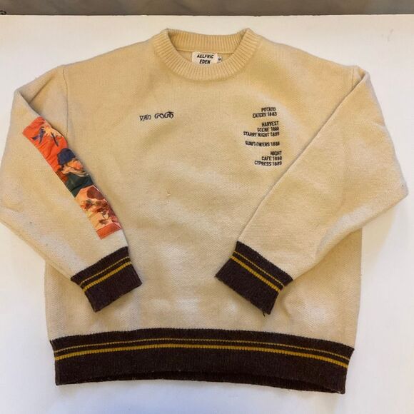 Van Gogh Pullover Sweater, M. Embroidered and Patch Art - Picture 15 of 16